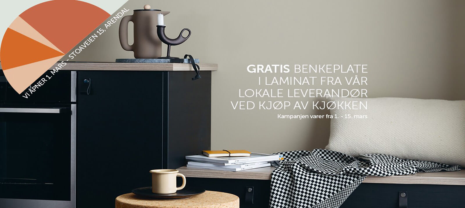 Åpnings kampanje: Gratis laminat benkplante ved kjøp av kjøkken